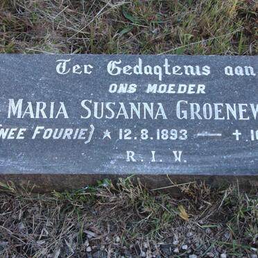 GROENEWALD Maria Susanna nee FOURIE 1893-1961