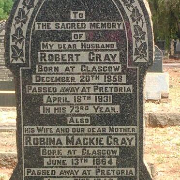 GRAY Robert 1858-1931 &amp; Robina Mackie 1864-1948