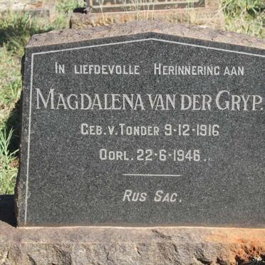GRYP Magdalena, van der nee V. TONDER 1916-1946