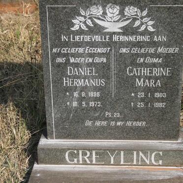 GREYLING Daniel Hermanus 1898-1973 &amp; Catherine Maria 1903-1982
