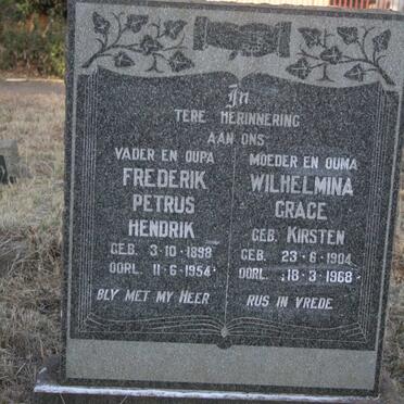 GOUWS Frederik Petrus Hendrik 1898-1954 & Wilhelmina Grace KIRSTEN 1904-1968