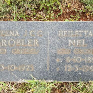 GROBLER Helena J.C.C. nee GRIESEL -1923 :: NEL Heiletta M. nee GROBLER 1892-1969