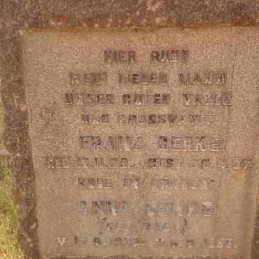 GERKE Franz 1879-1937 &amp; Anna BAER 1882-1959