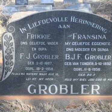 GROBLER F.J. 1887-1958 & B.J.F. VAN TONDER 1892-1956