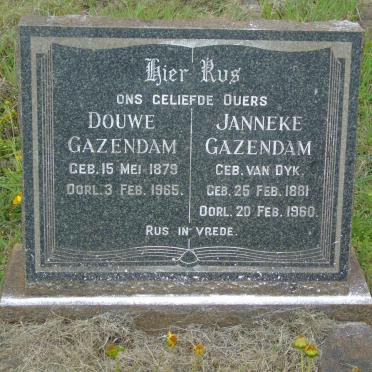 GAZENDAM Douwe 1879-1965 &amp; Janneke VAN DYK 1881-1960