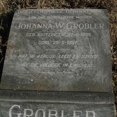 GROBLER Johanna W. nee KRITZINGER 1896-1957
