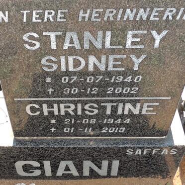 GIANI Stanley Sidney 1940-2002 & Christine 1944-2013