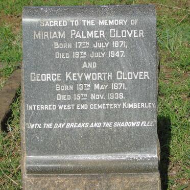 GLOVER George Keyworth 1871-1938 & Miriam Palmer 1871-1947