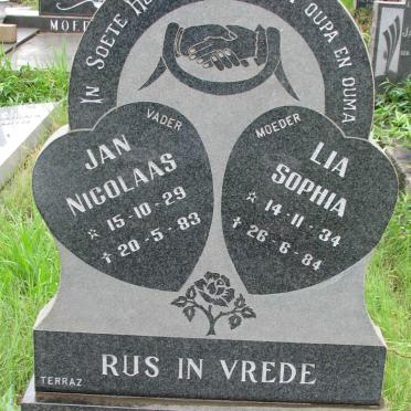 GROBLER Jan Nicolaas 1929-1983 &amp; Lia Sophia 1934-1984