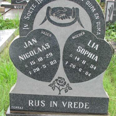 GROBLER Jan Nicolaas 1929-1983 &amp; Lia Sophia 1934-1984