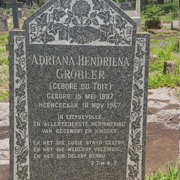 GROBLER Adriana Hendriena nee DU TOIT 1887-1957