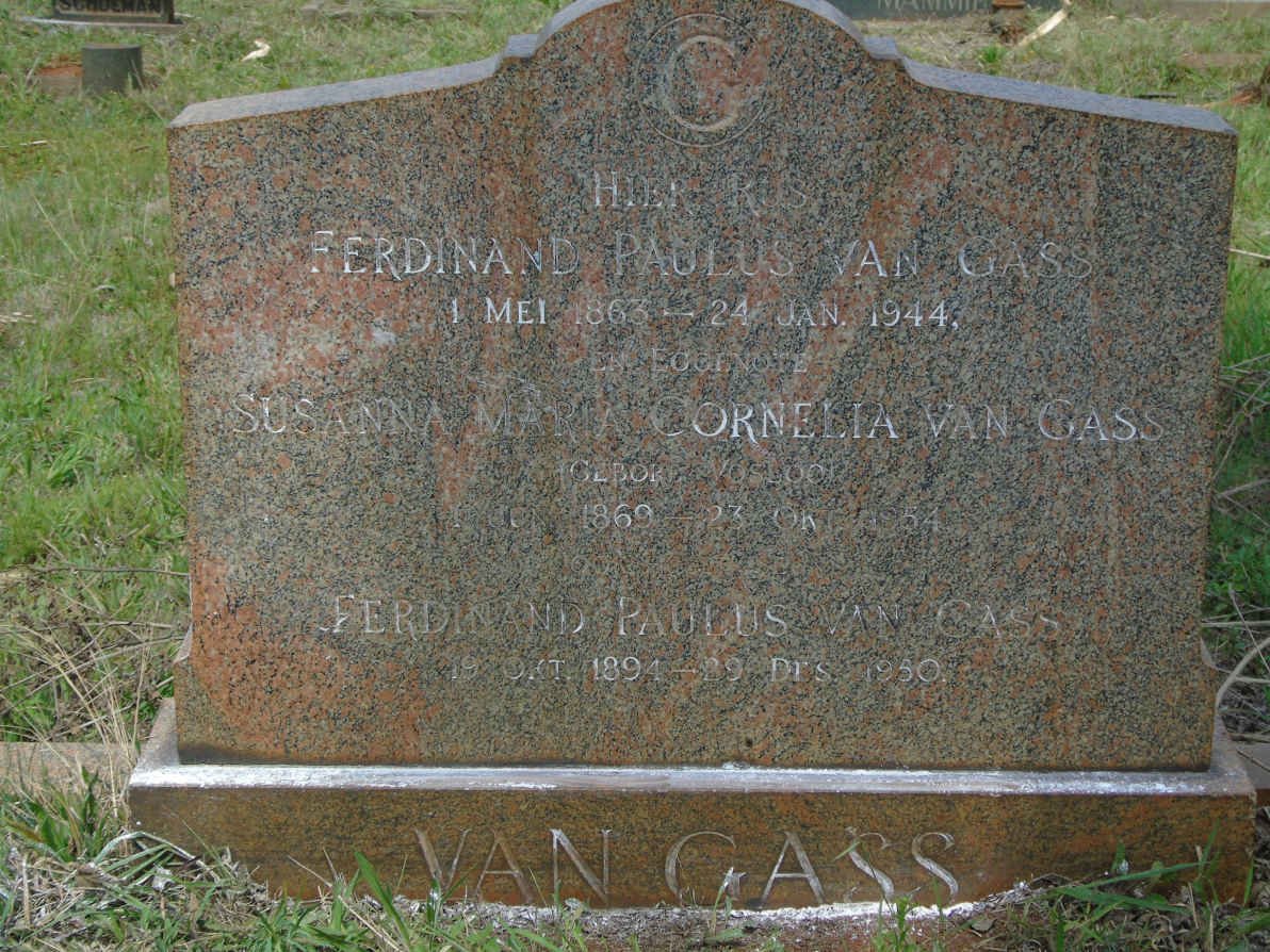 GASS Ferdinand Paulus, van 1863-1944 & Susanna Maria Cornelia VOSLOO 1869-1954 :: VAN GASS Ferdinand Paulus 1894-1950