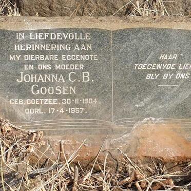 GOOSEN Johanna C.B. nee COETZEE 1904-1957