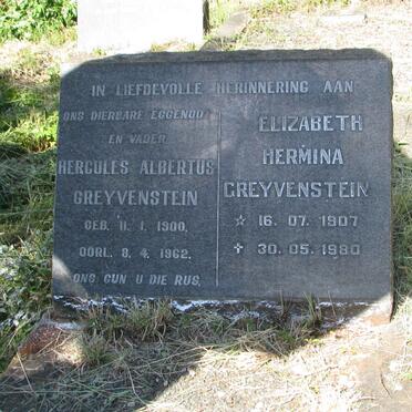 GREYVENSTEIN Hercules Albertus 1900-1962 &amp; Elizabeth Hermina 1907-1980