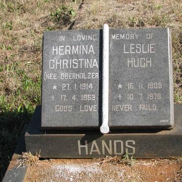 HANDS Leslie Hugh 1909-1979 &amp; Hermina Christina OBERHOLZER 1914-1953
