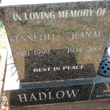 HADLOW Kenneth J. 1931-1999 & Jean M. 1934-2001