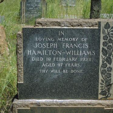 HAMILTON Joseph Francis, WILLIAMS -1938