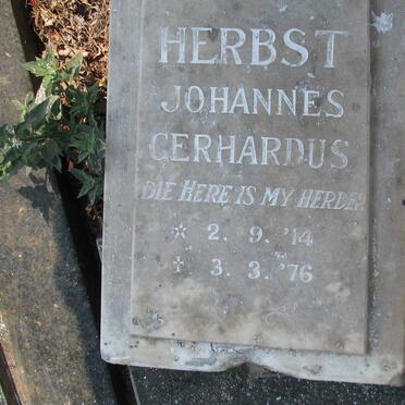 HERBST Johannes Gerhardus 1914-1976 &amp; Johanna Susanna Sophia JANSE VAN RENSBURG 1916-2006