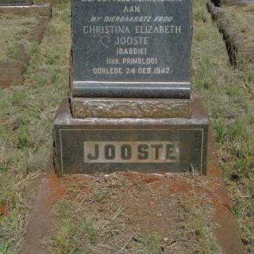 JOOSTE Christina Elizabeth nee PRINSLOO -1942