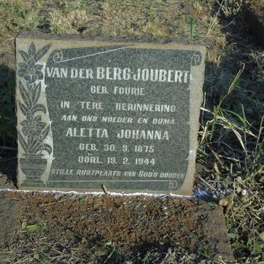 JOUBERT Aletta Johanna, VAN DER BERG nee FOURIE 1875-1944