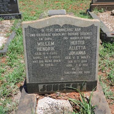 JOUBERT Willem Hendrik 1886-1959 &amp; Hester Alletta Johanna V.D. WALT 1884-1952