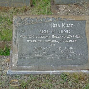 JONG Arie, de 1864-1943 &amp; Johanna DE KOPPEL 1869-1951