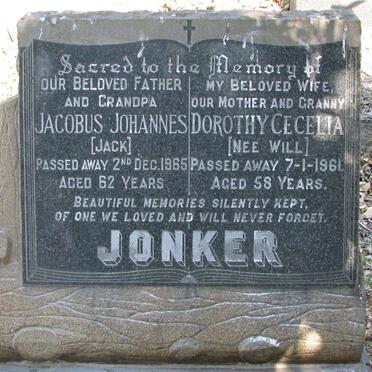 JONKER Jacobus Johannes -1965 &amp; Dorothy Cecelia WILL -1961