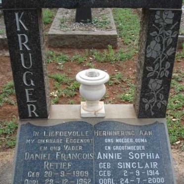KRUGER Daniel Francois Retief 1909-1962 &amp; Annie Sophia SINCLAIR 1914-2000
