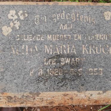 KRUGER Alida Maria nee SWART 1920-1958