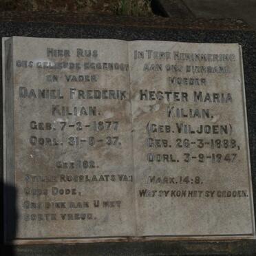 KILIAN Daniel Frederik 1877-1937 & Hester Maria VILJOEN 1888-1947