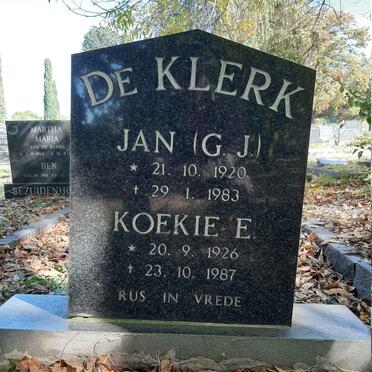 KLERK G.J., de 1920-1983 &amp; Koekie E. 1926-1987
