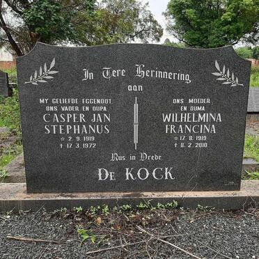 KOCK Casper Jan Stephanus, de 1919-1972 &amp; Wilhelmina Francina 1919-2010