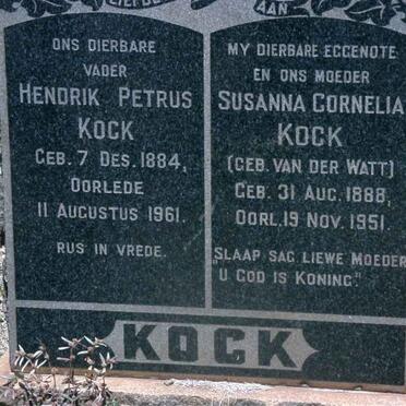 KOCK Hendrik Petrus 1884-1961 &amp; Susanna Cornelia VAN DER WATT 1888-1951