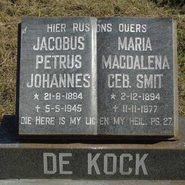 KOCK Jacobus Petrus Johannes, de 1884-1945 Maria Magdalena SMIT 1894-1977