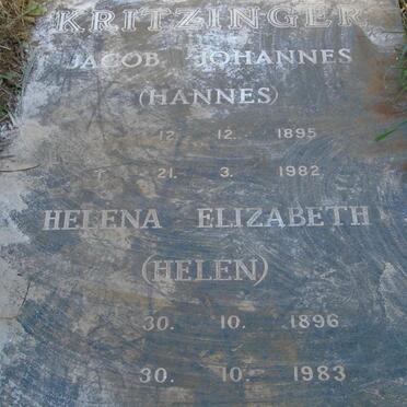 KRITZINGER Jacob Johannes 1895-1982 & Helena Elizabeth 1896-1983