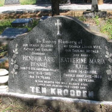 KROODEN Hendrik Arie, ten 1891-1966 &amp; Katherine Maria 1900-1959