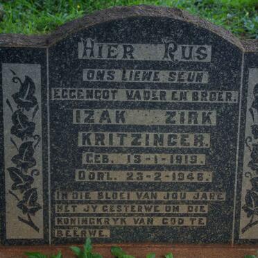 KRITZINGER Izak Zirk 1919-1946