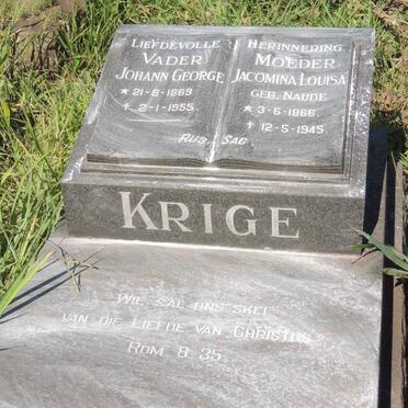 KRIGE Johann George 1869-1955 &amp; Jacomina Louisa NAUDE 1866-1945