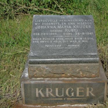 KRUGER Johanna Maria nee RUST 1905-1947