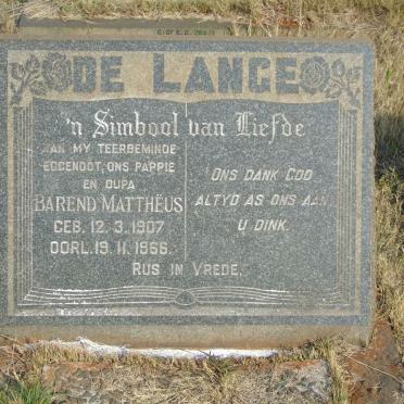 LANGE Barend Mattheus, de 1907-1966