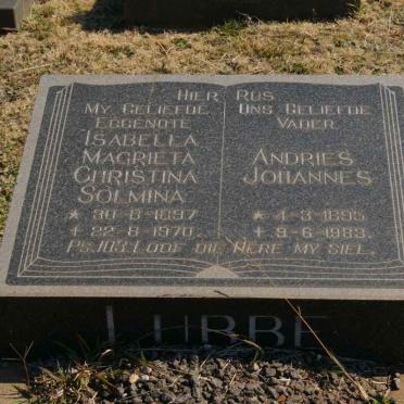 LUBBE Andries Johannes 1895-1983 &amp; Isabella Magrieta Christina Solmina 1897-1970