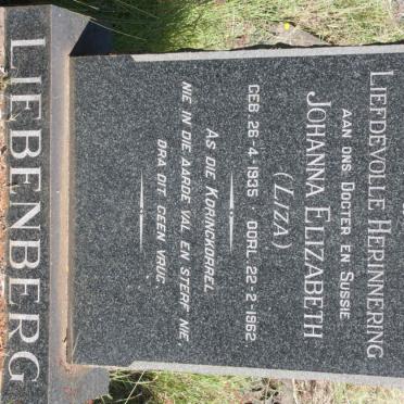 LIEBENBERG Johanna Elizabeth 1935-1962