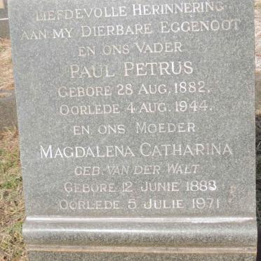 LOMBARD Paul Petrus 1882-1944 &amp; Magdalena Catharina VAN DER WALT 1883-1971