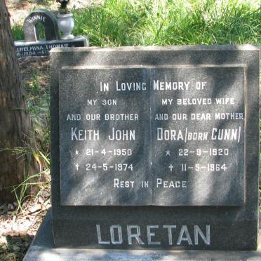 LORETAN Dora nee GUNN 1920-1964 :: LORETAN Keith John 1950-1974