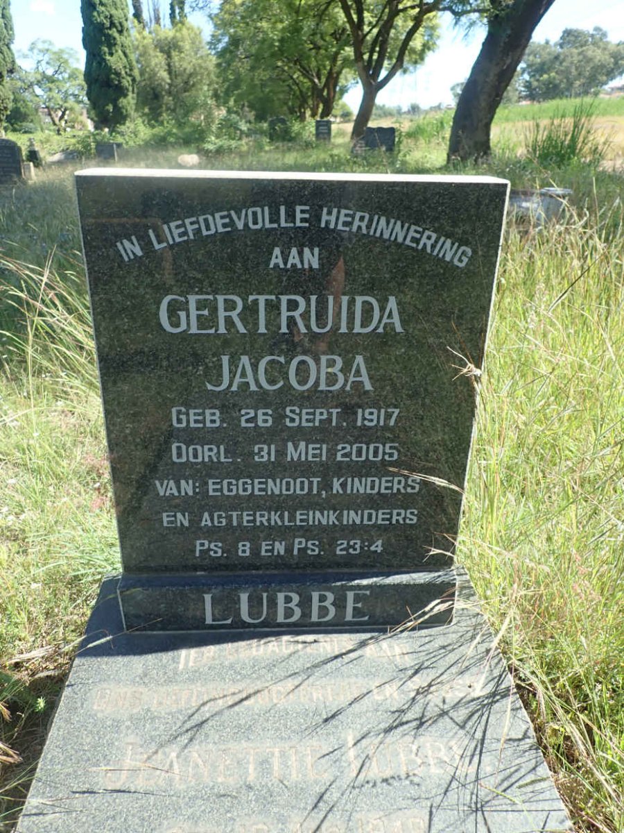 LUBBE Gertruida Jacoba 1917-2005