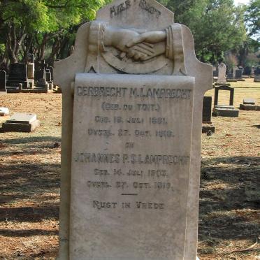 LAMPRECHT Gerbrecht M. nee DU TOIT 1881-1918 :: LAMPRECHT Johannes P.S. 1903-1918