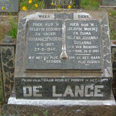 LANGE Johannes Frederik, de 1885-1942 &amp; Helena Johanna Susanna VAN NIEKERK 1896-1982