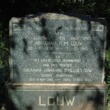 LOUW Abraham H.M. 1879-1946 & Susanna Johanna Otillia ROBERTSON 1883-1958