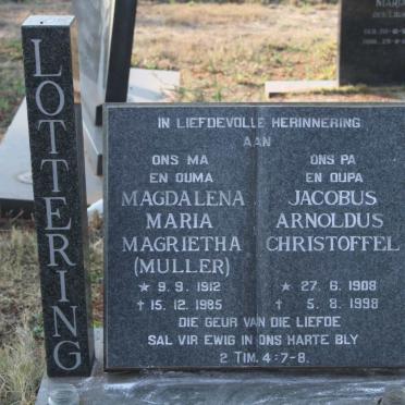 LOTTERING Jacobus Arnoldus 1908-1998 &amp; Magdalena Maria Magrietha MULLER 1912-1985