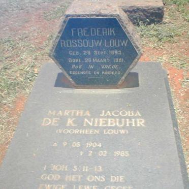 LOUW Frederik Rossouw 1893-1951 :: DE K. NIEBUHR Martha Jacoba voorheen LOUW 1904-1985